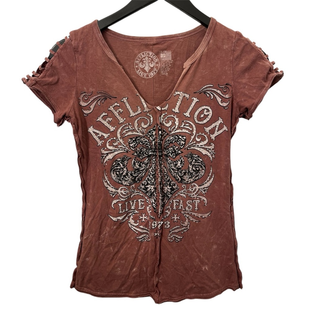Women’s affliction brown top size XS